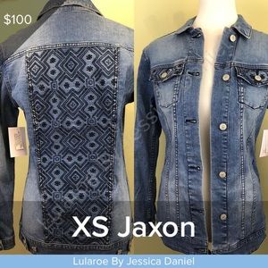 NWT Aztec Embroidered Jean Jacket Lularoe Jaxon Denim Jacket XS